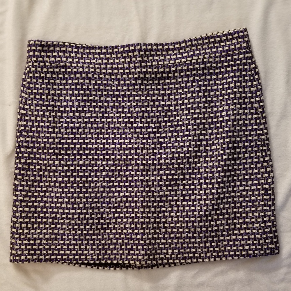 J. Crew Blue and Cream Tweed Skirt